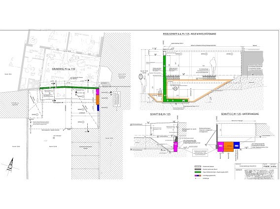 Ersatzneubau Winkelst&uuml;tzwand Gel&auml;ndesprung und Garagen